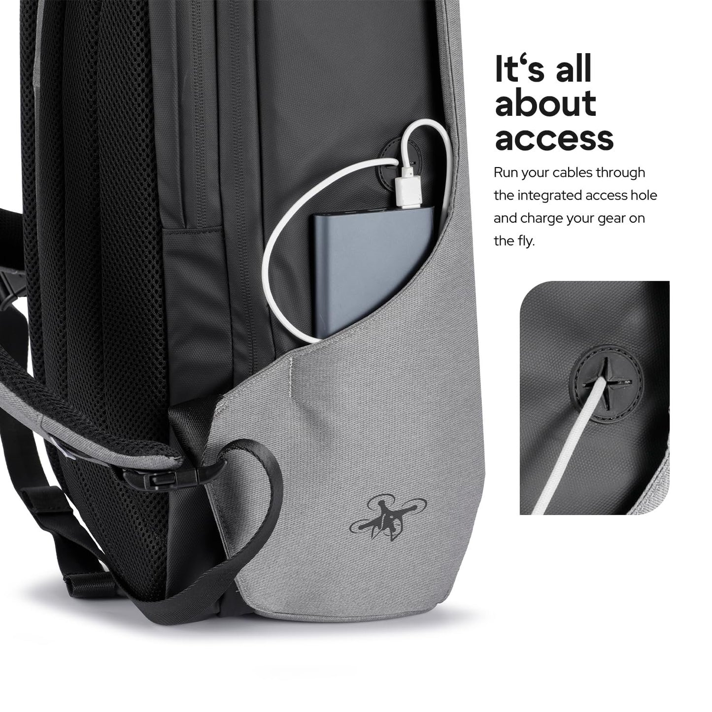 DronePack 25L customizable Travel Camera Bag with removable dividers - EARLY BIRD - Drone Backpack incl. TSA lock, fire-resistant battery pocket, laptop compartment, ergonomic straps - grey Drone Bag