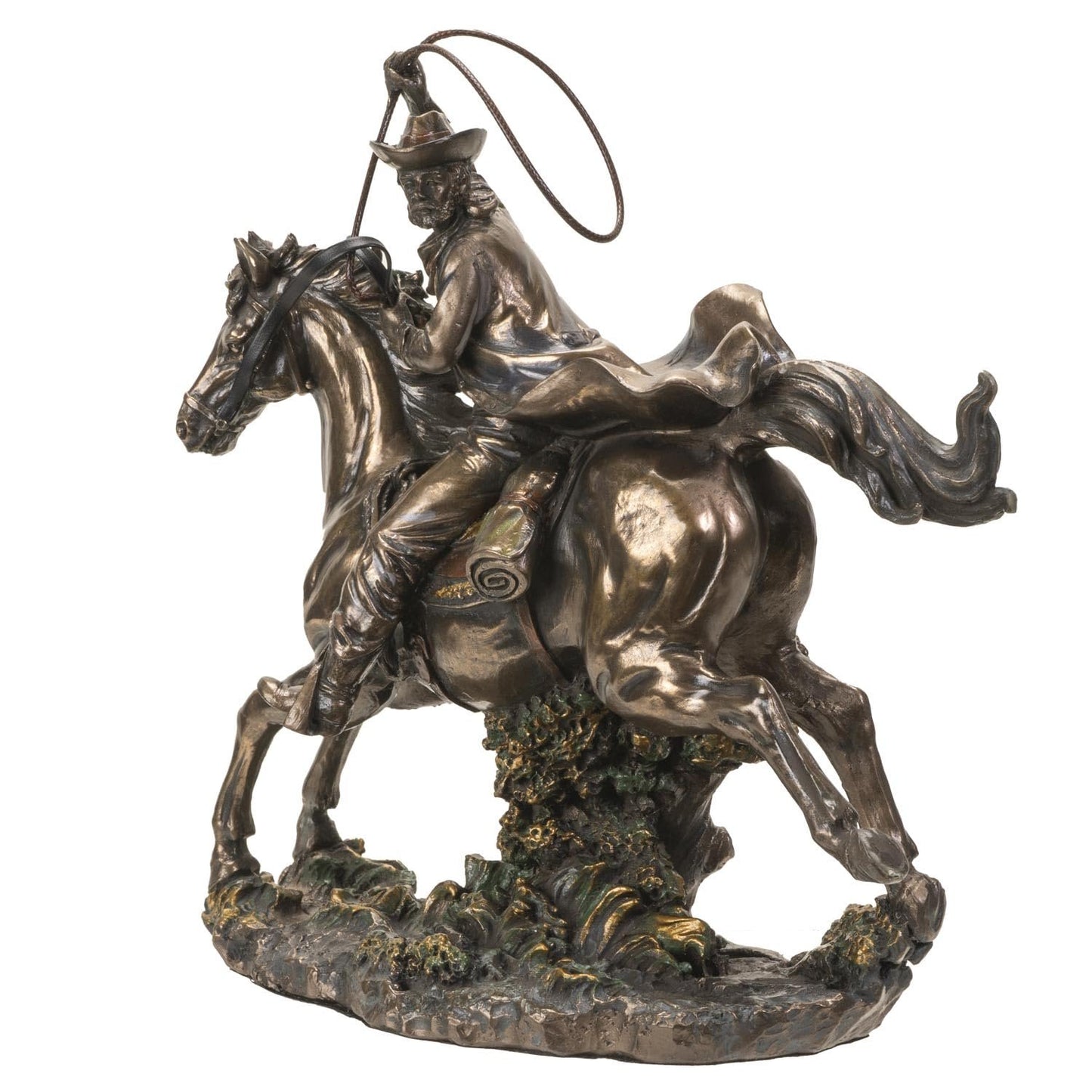 Pacific Giftware Cowboy Lasso Action Statue - 9.5" Tall Wild West Rider Figurine, Rustic Western Decor