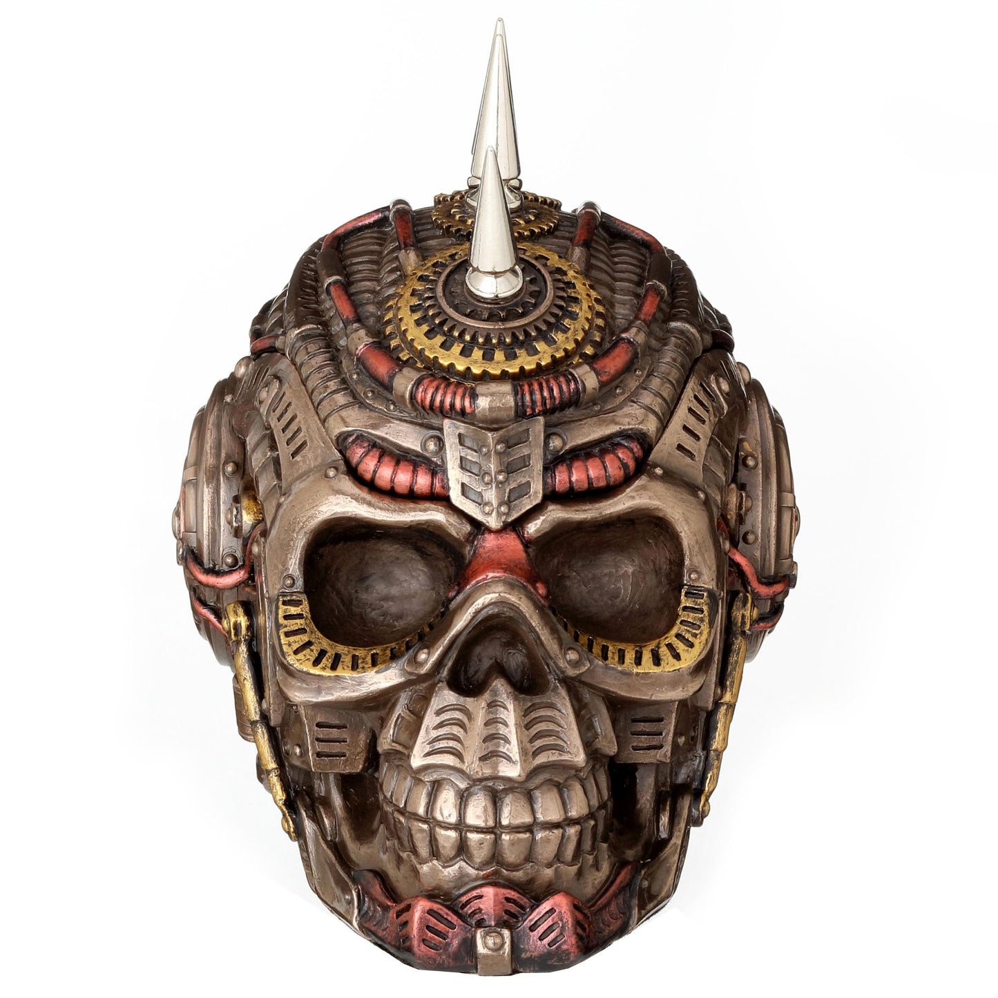 Veronese Design 5 1/2 Steampunk Chrome Spiked Draugr Skull Resin Sculpture Bronze Finish Secret Trinket Box