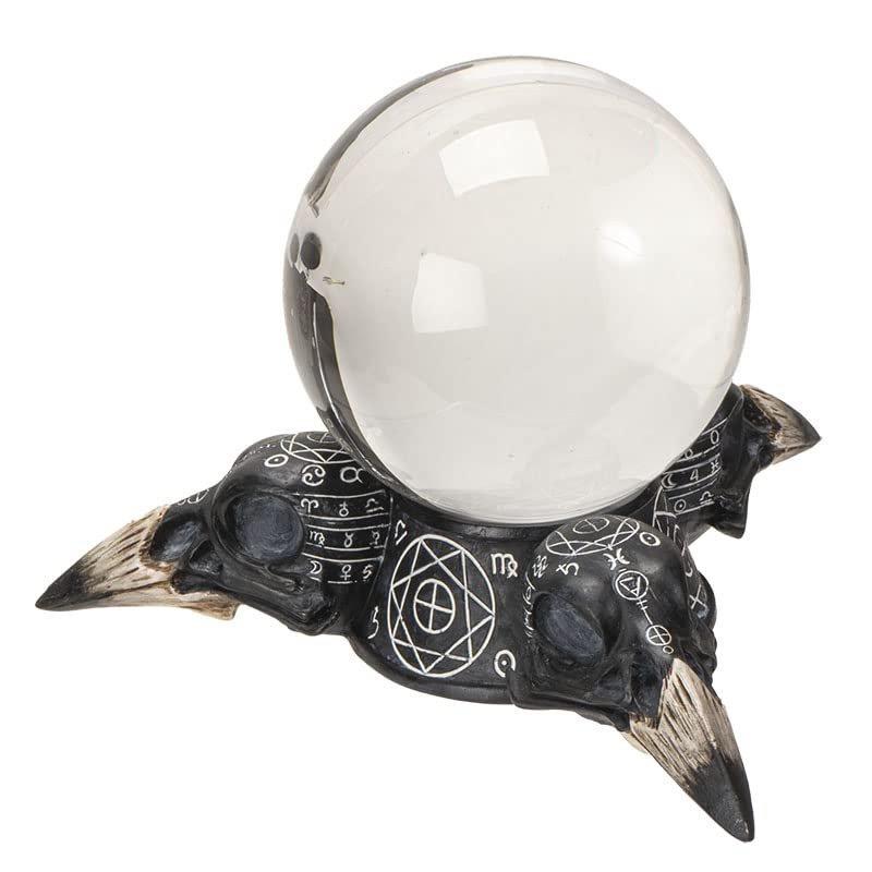 Pacific Giftware Raven Skulls and Crystal Ball Figurine, 5.5-inch Length, Cold Cast Resin, Table Decoration