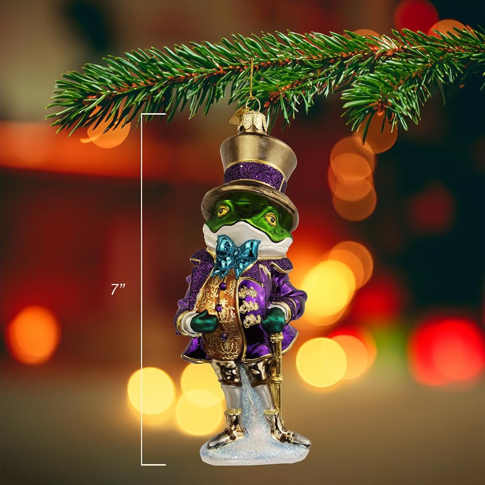 Kurt Adler 7-inch Bellissimo Glass Gentleman Frog Ornament