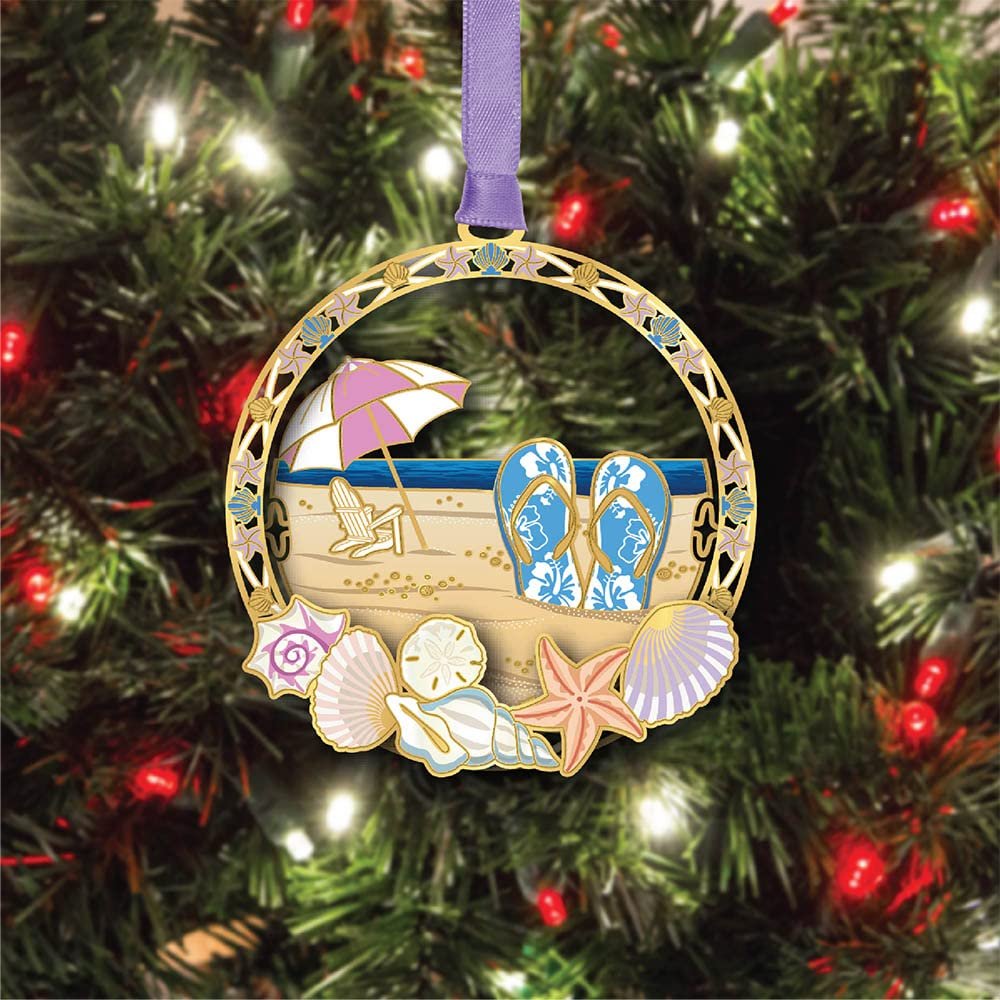 Beacon Design Flip Flops in The Sand Ornament