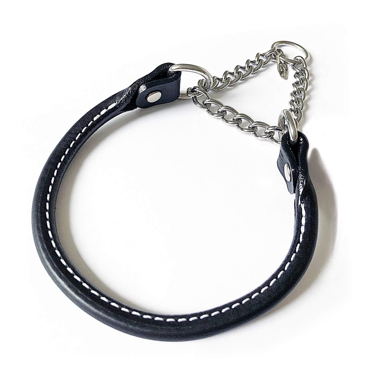 Auburn Leathercrafters Leather Martingale Dog Collar Rolled - 14 - Black