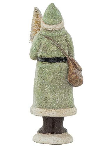 RAZ Imports Glittered Resin Santa Figure (Green)