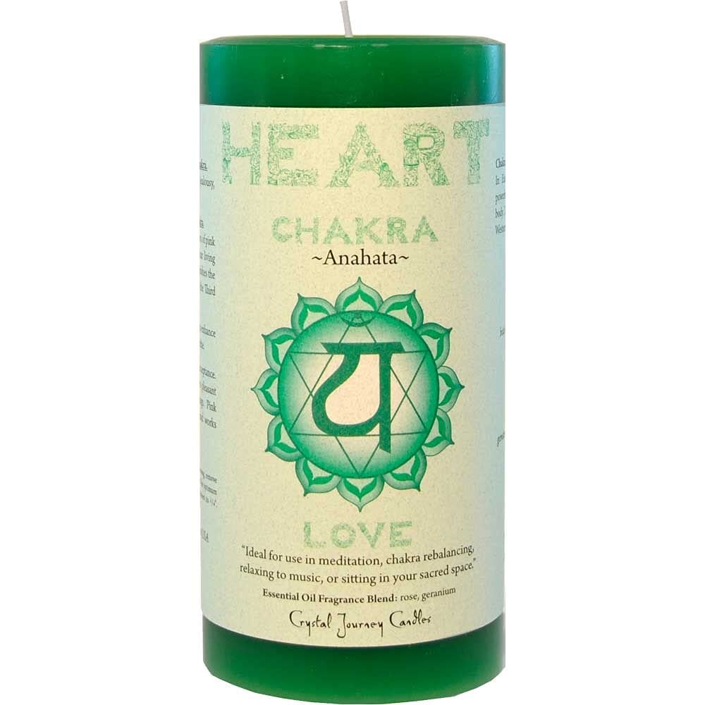 Crystal Journey 3"x6" Pillar Chakra Candles Bundle of 3 (Heart Chakra, Crown Chakra, Third Eye Chakra) - Handcrafted with Lead-Free Material