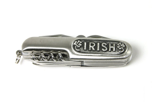 Pocket Knife Irish & Shamrocks Mullingar Pewter Stainless Steel
