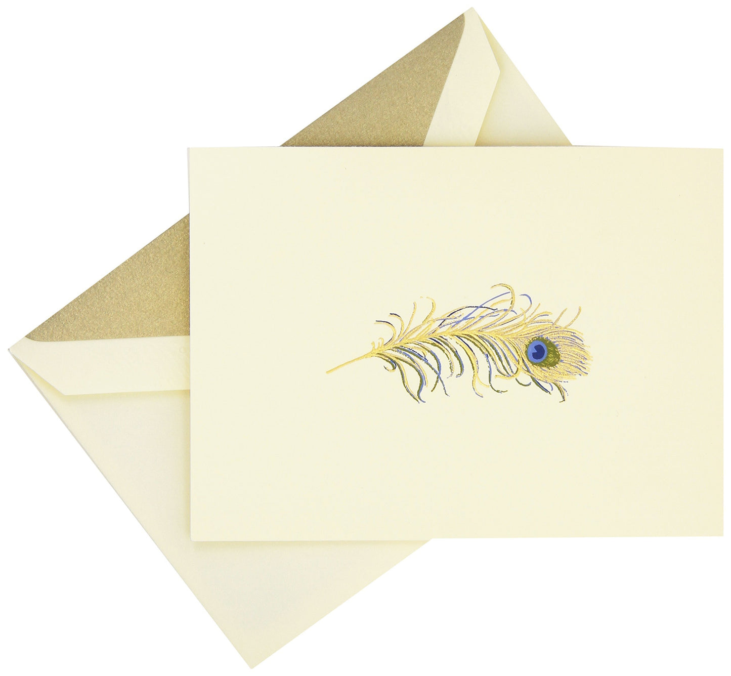 Crane & Co. Hand Engraved Peacock Feather Note (RF1412),Ecruwhite