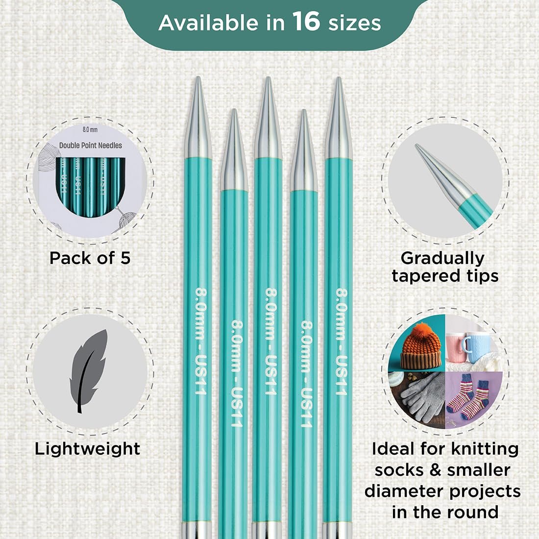 KnitPro Zing Double Pointed Needles 8" (20cm)