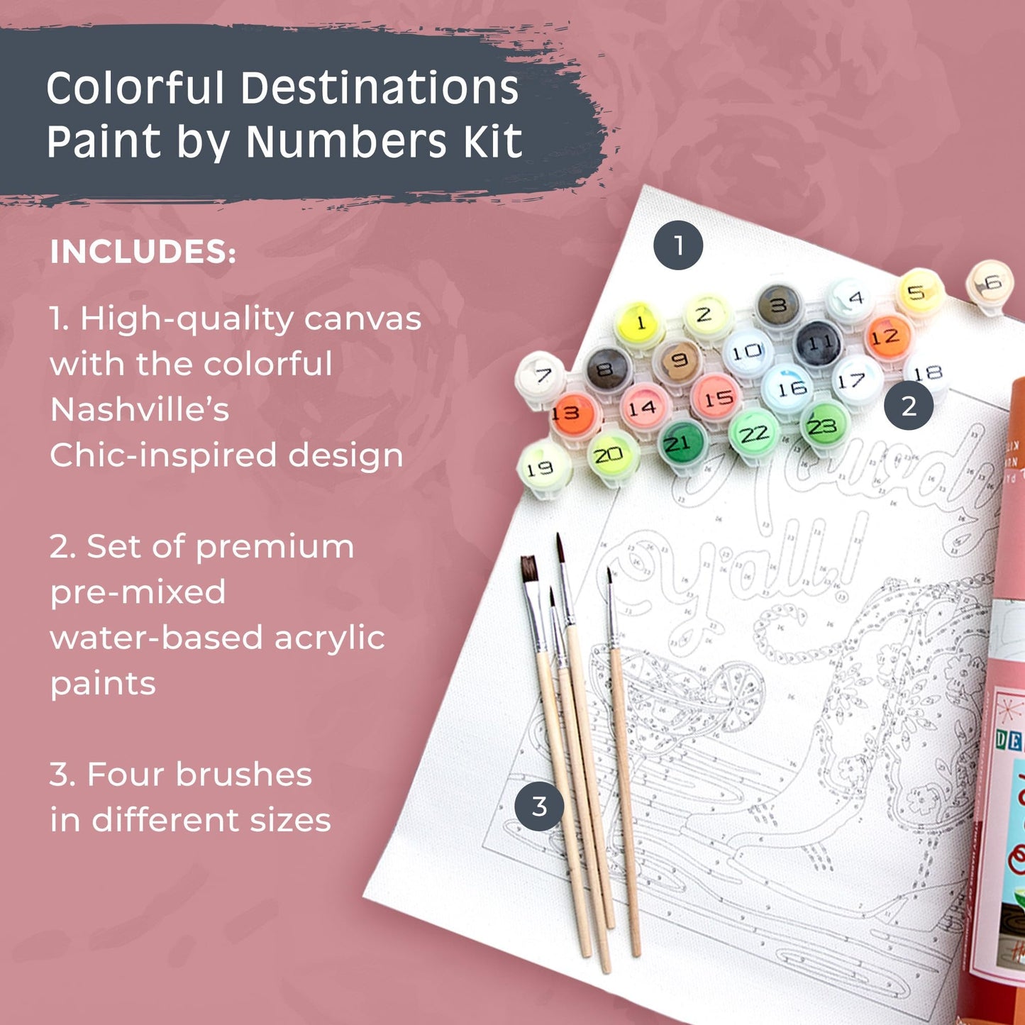 Pink Picasso Mid Century Modern Paint by Numbers Kits, 8x10…