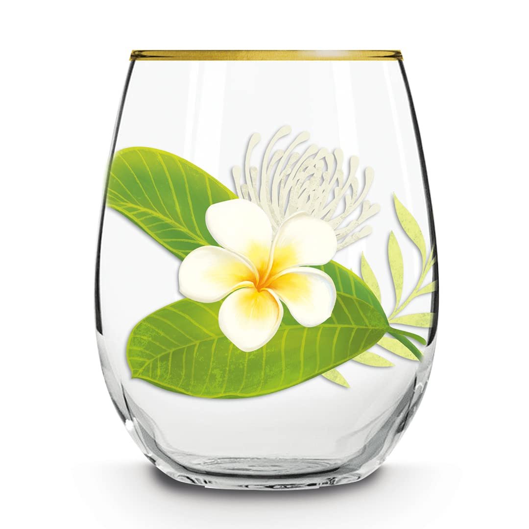 Island Heritage Hawaiian Coastal Tropical Glassware Stemless Wine Glass