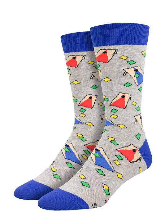 Socksmith Men's Men's Cornhole Crew Socks, light grey heather