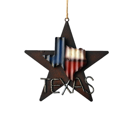 Deleon Collections Western Rustic Lone Star 3-D Texas Map Christmas Ornament - Metal/Tin - or Tree or Wall Hanging