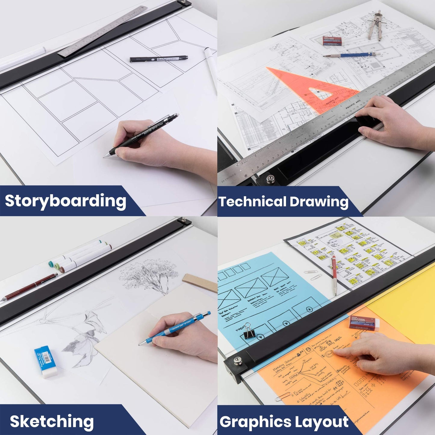 Pacific Arc Drafting Board, Portable Drafting Table with Parallel Bar, Parent