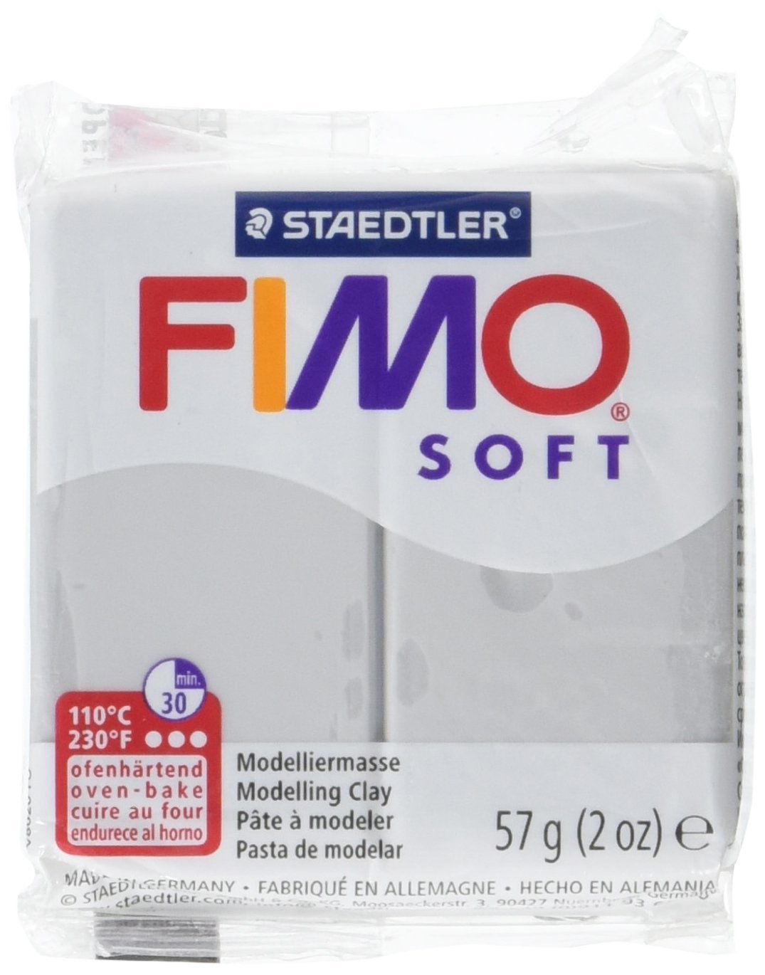 STAEDTLER Fimo Soft Polymer Clay 2 Ounces-8020-80 Dolphin Gray