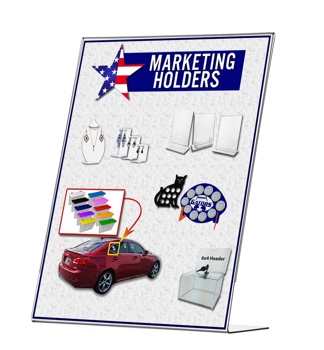Marketing Holders Sign Holder Display Stand 11 x 14 Table Top Side Loading Slanted Back Large Printed Media Business Signage for Retail Locations Offices and Medical Complexes