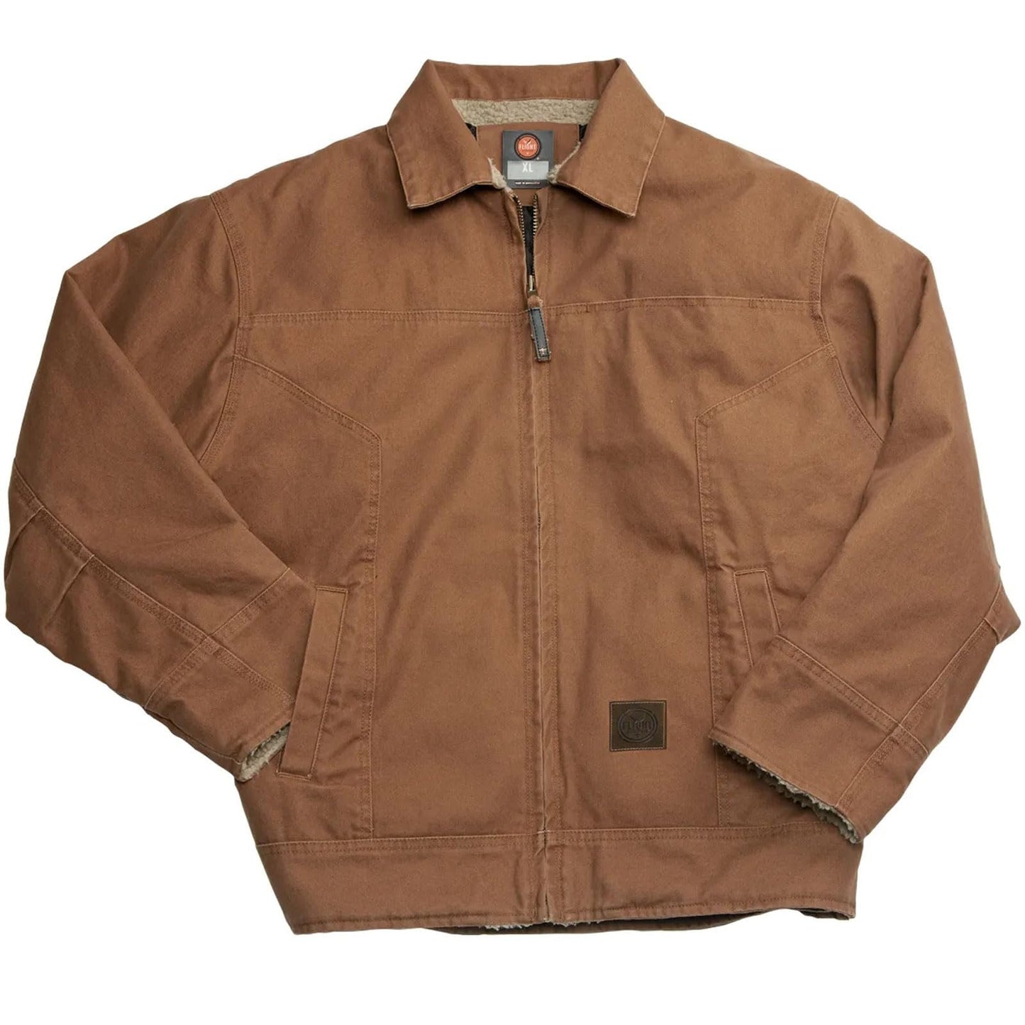 Flight Outfitters Men's Bush Pilot Rugged Weather-Resistant Outdoor Full Zip Bomber Jacket w/Quilted Lining & Sherpa Accents