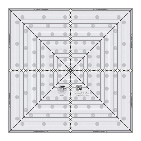 Creative Grids 14-1/2in Square It Up or Fussy Cut Square Quilt Ruler - CGRSQ14