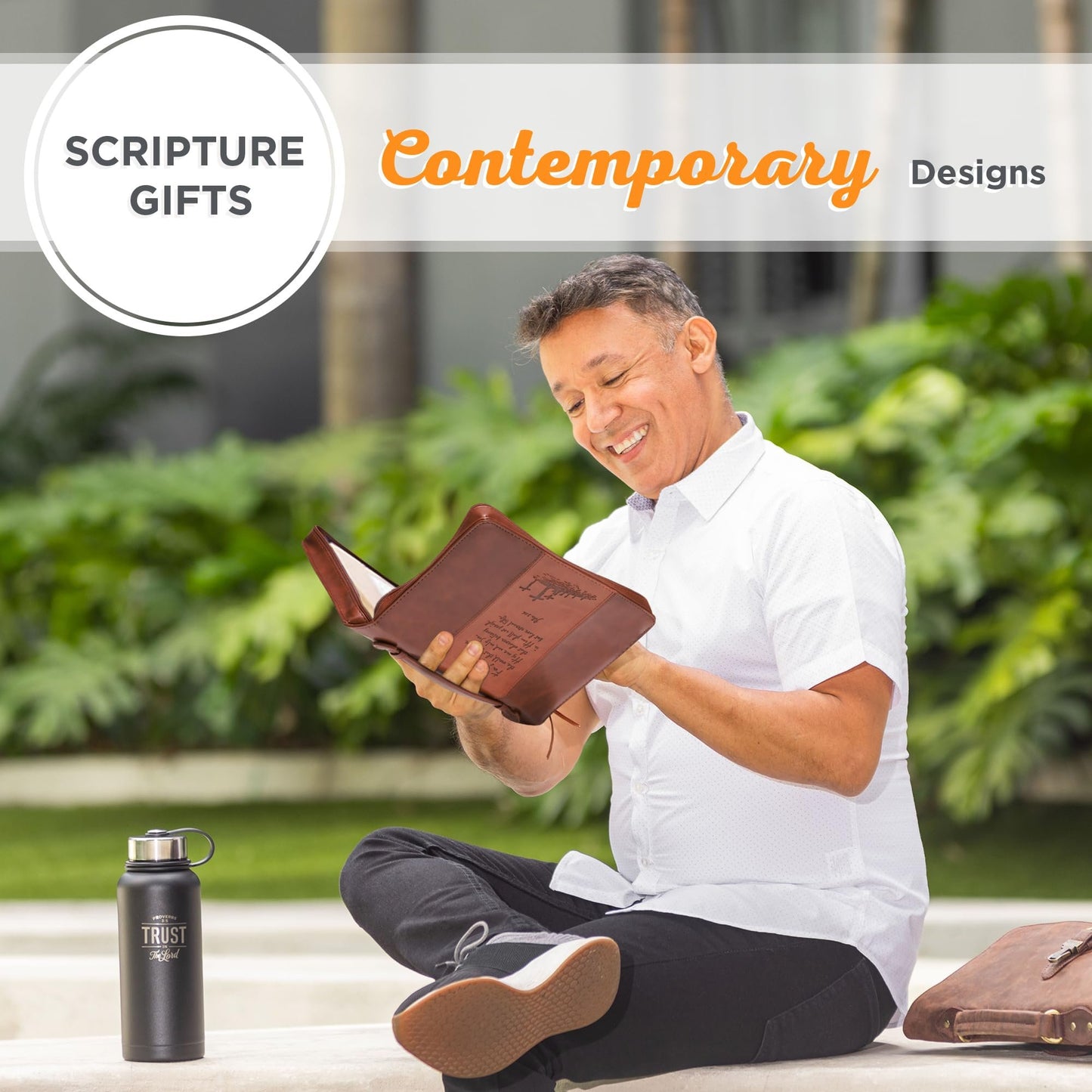 Christian Art Gifts Men/Women's Classic Bible Cover Gospel John 3:16, Brown Faux Leather