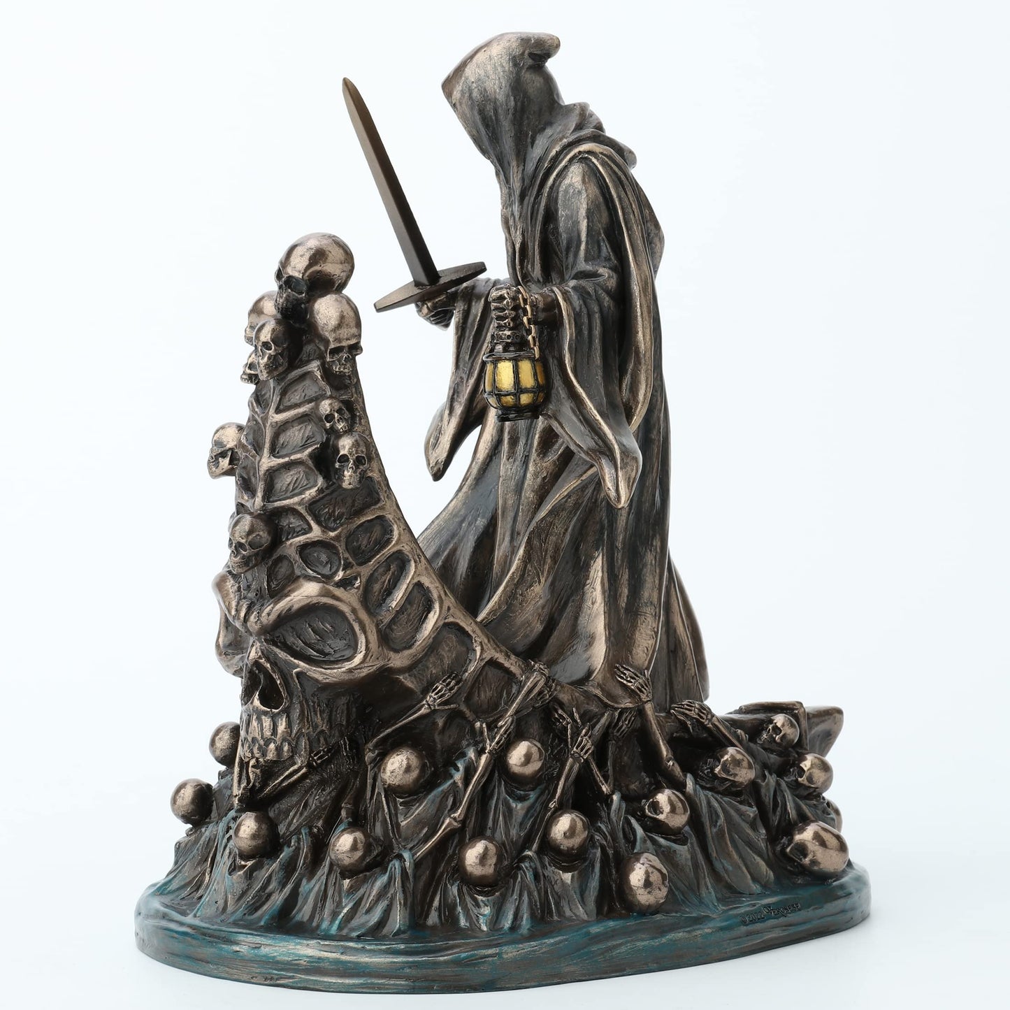 Veronese Design 7 7/8 Inch Tall Dark Messenger and The Ferry of The Damned Resin Sculpture Bronze Finish Grim Reaper Statue