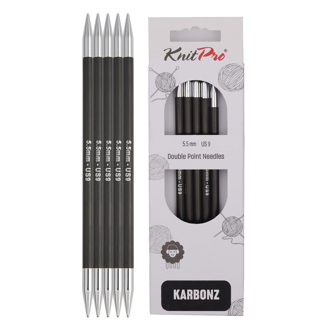 KnitPro Karbonz Double Pointed Needles 8" (20cm)