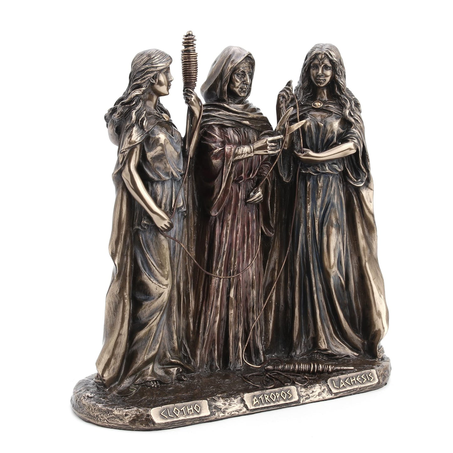 The Three Fates of Destiny Cold Cast Resin Antique Bronze Finish Greek Statue