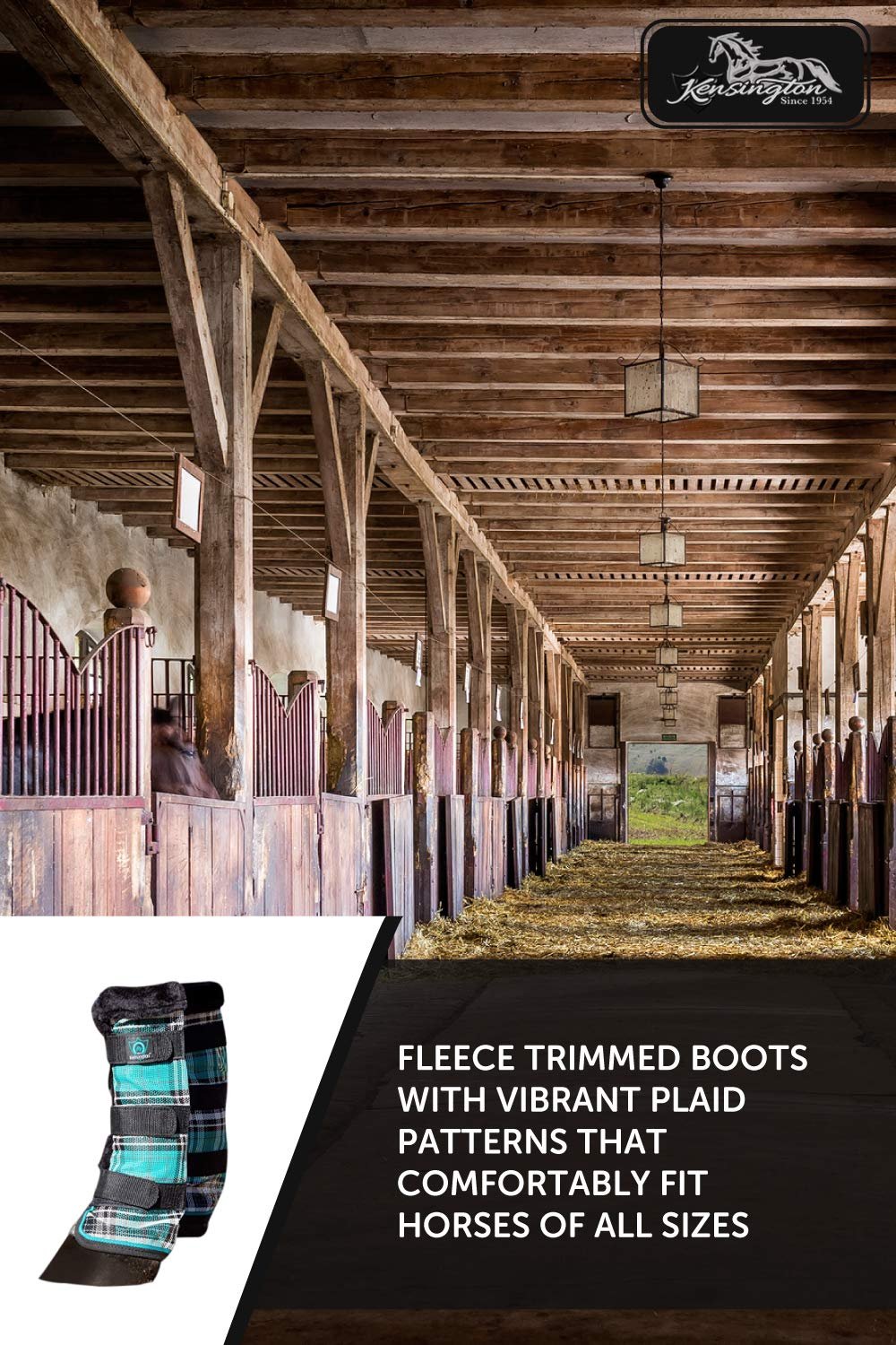 Kensington Natural Horse Fly Boots - Fleece Trimmed - Stay-Up Technology - Protection from Insect Bites and UV Rays - Sold in Pairs (2 Boots) - Medium - Tan