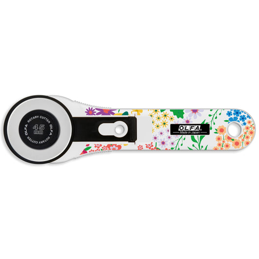 OLFA 45mm Straight Handle Rotary Cutter, Blooming Garden