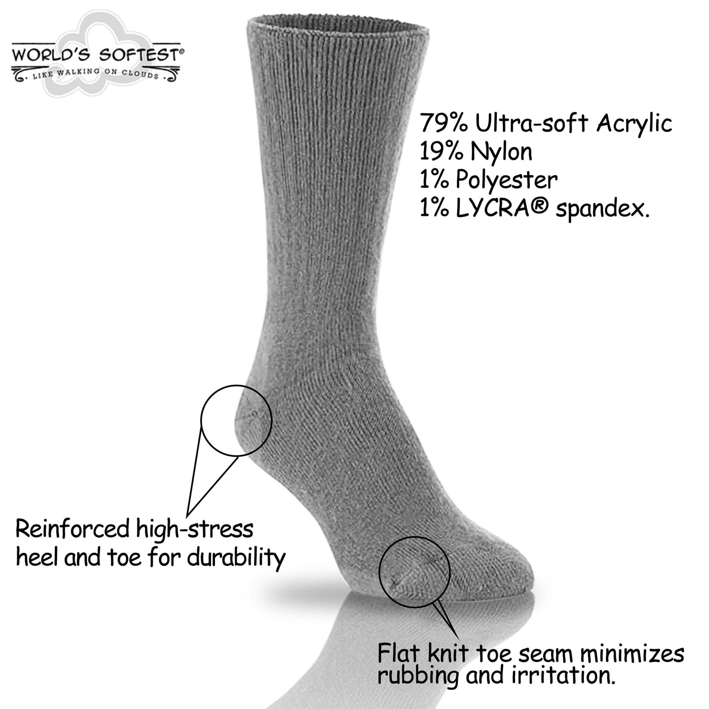 World's Softest Classic Crew Socks - Ultra Soft Crew Socks for Women and Men