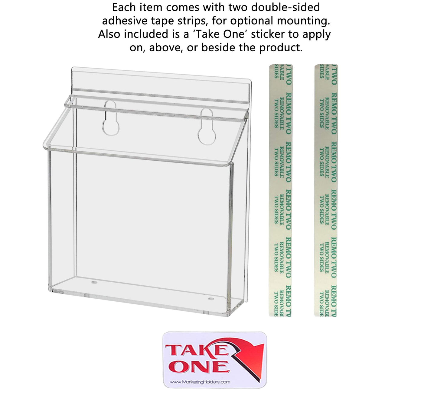 Marketing Holders Outdoor Brochure Holder Holds 9” x 6” Booklets and Bifolds Wall Mount Clear Acrylic Box with Lid Store Front Pamphlet Display Take One Organizer Bin