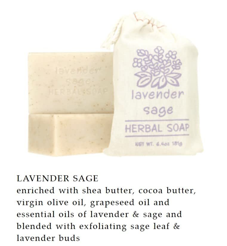 Greenwich Bay Trading Co. Herbal Bar Soap Set, 6 Scents, 6.4 Oz Each - Lemon Thyme, Lavender Sage, Vanilla Bourbon, Tobacco Flower, Honey Chamomile, Rose Petals