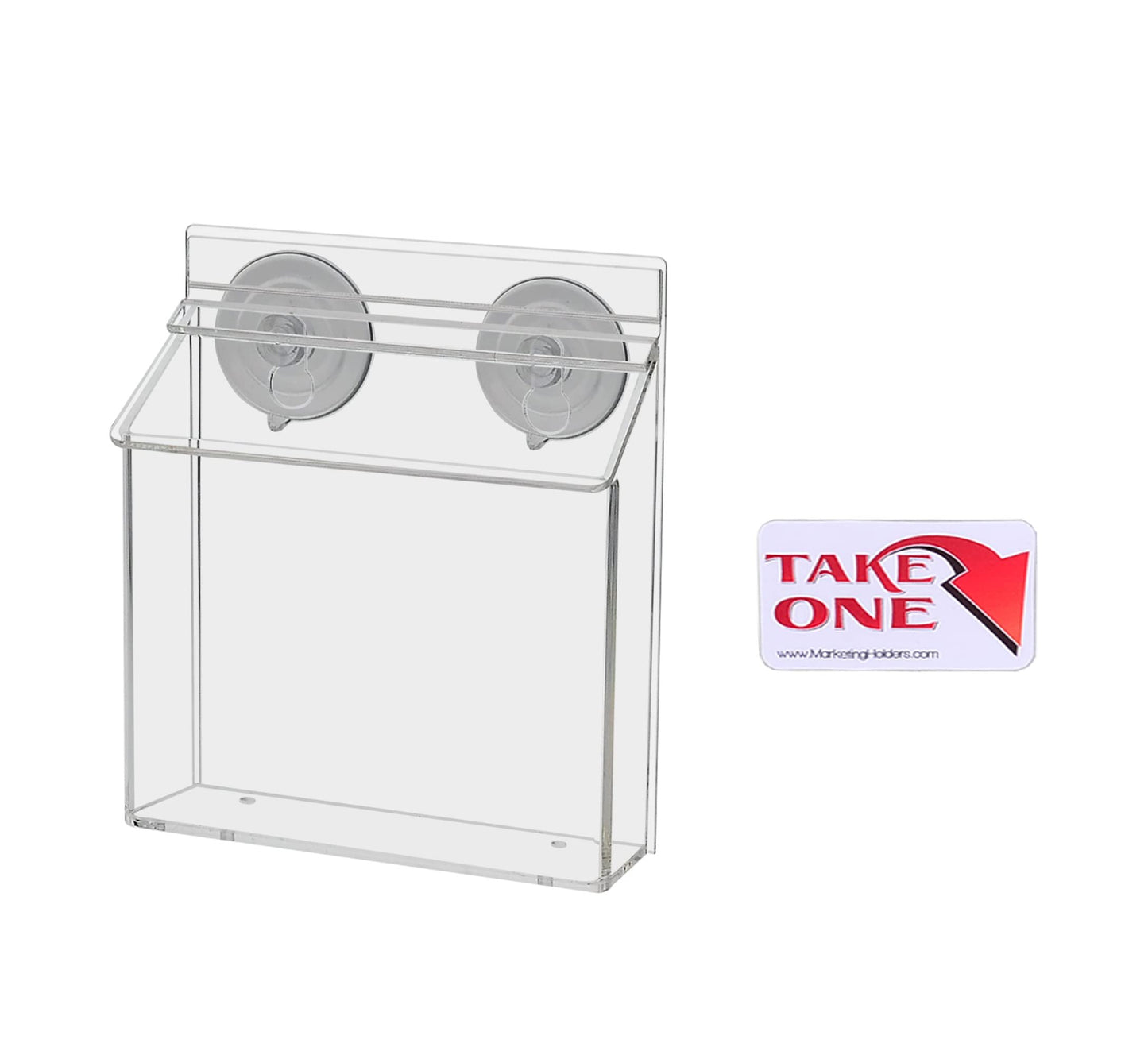 Outdoor Brochure Holder Suction Cup Window Mount Holds 6" x 4" Postcards Handouts Clear Acrylic Indoor or Outdoor Perfect for Take Out Menus and Pricing Sheets with Lid by Marketing Holders