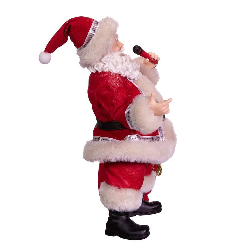 Kurt S. Adler Kurt Adler 10.5-Inch Battery-Operated Fabriche Musical Karaoke Santa, Multi