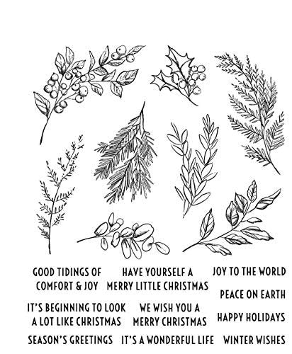 Tim Holtz Stampers Anonymous Holidays 2020 Sketch Greenery Cling Stamp Set CMS429