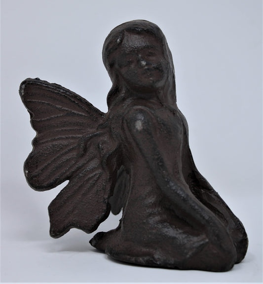 Kneeling Cast Iron Fairy Angel Garden Statue Pixie Home Decor