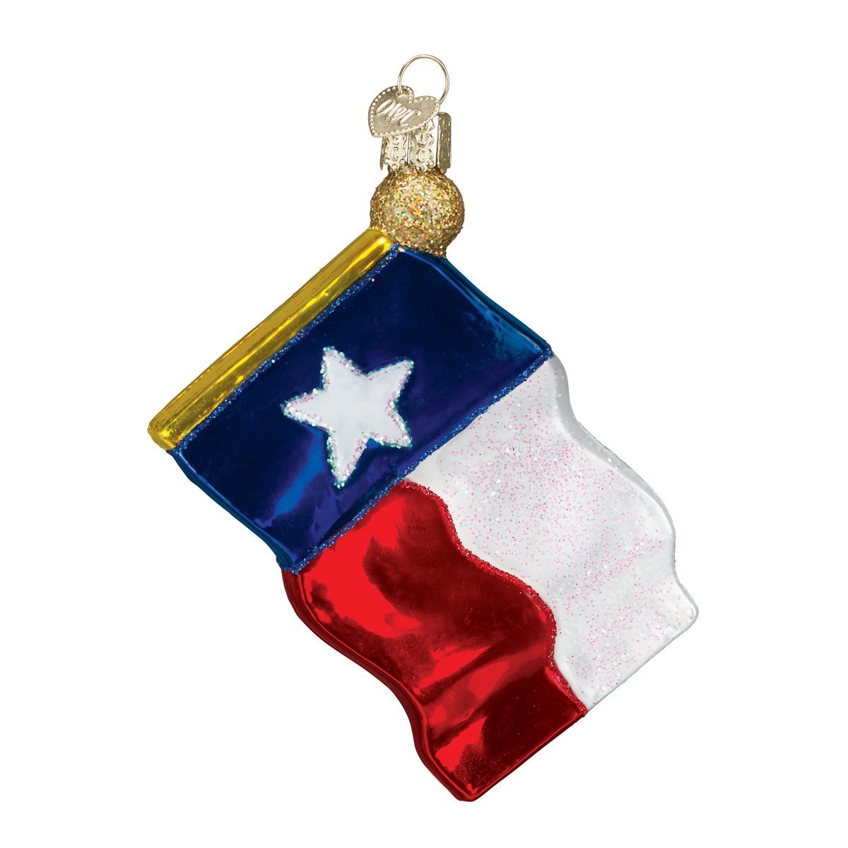 Old World Christmas Ornaments: Texas State Flag Glass Blown Ornaments for Christmas Tree (36045) 2 1/2" X 3