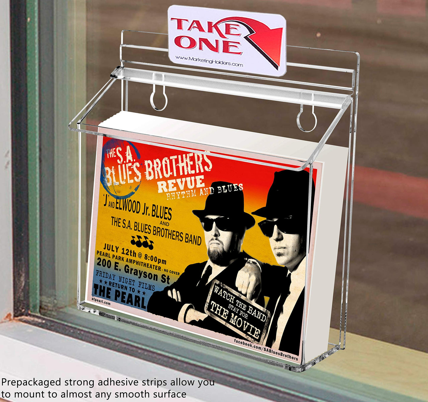 Marketing Holders Outdoor Brochure Holder Holds 7.5” x 5.5” Postcards Wall Mount Clear Acrylic Advertisement Box with Lid Store Front Display Take One Organizer Bin