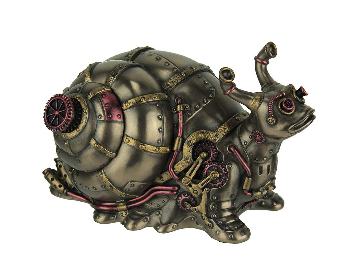 Veronese Design Highly Detailed Steampunk Land Snail Trinket Box