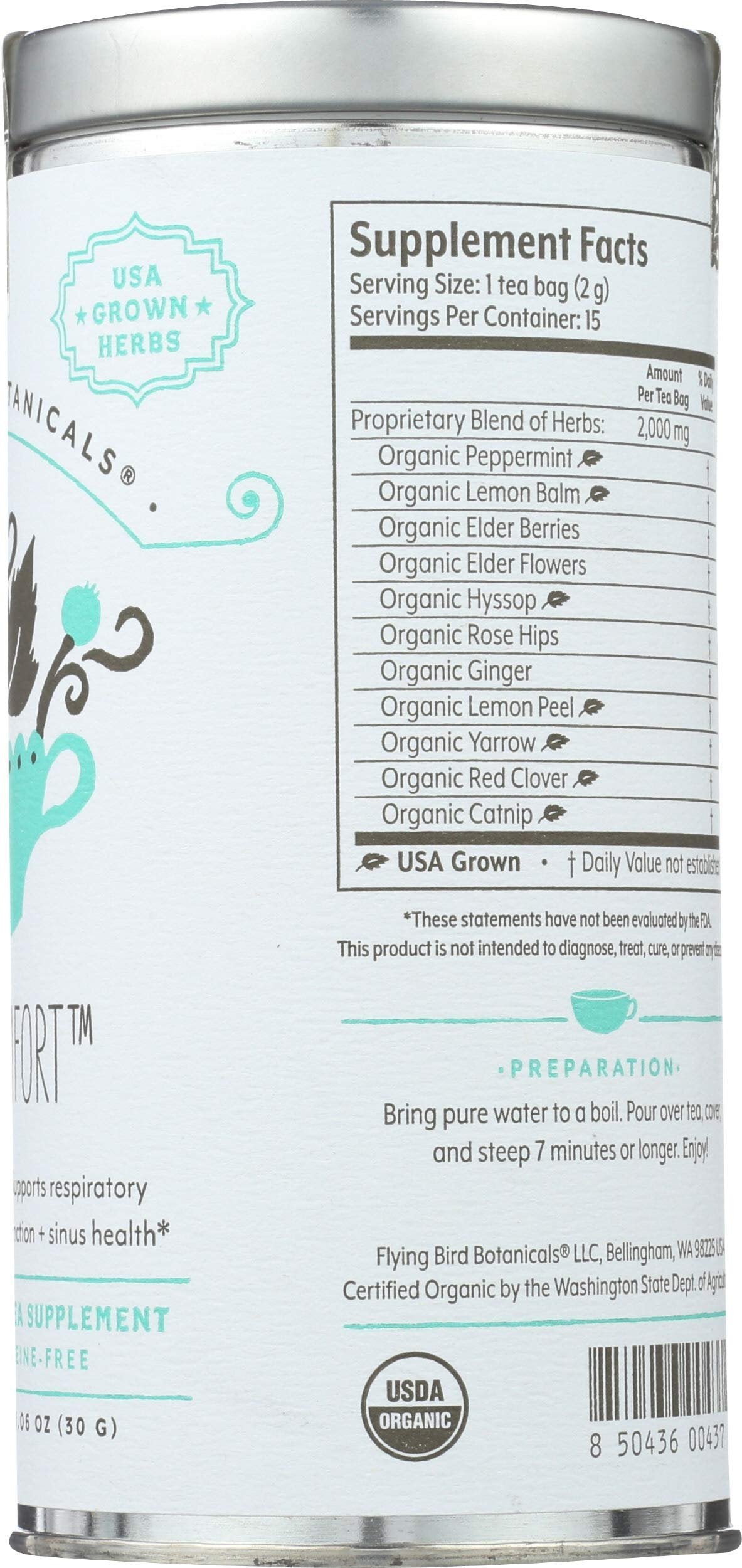 FLYING BIRD BOTANICALS Tea, Cold Comfort, 15 CT