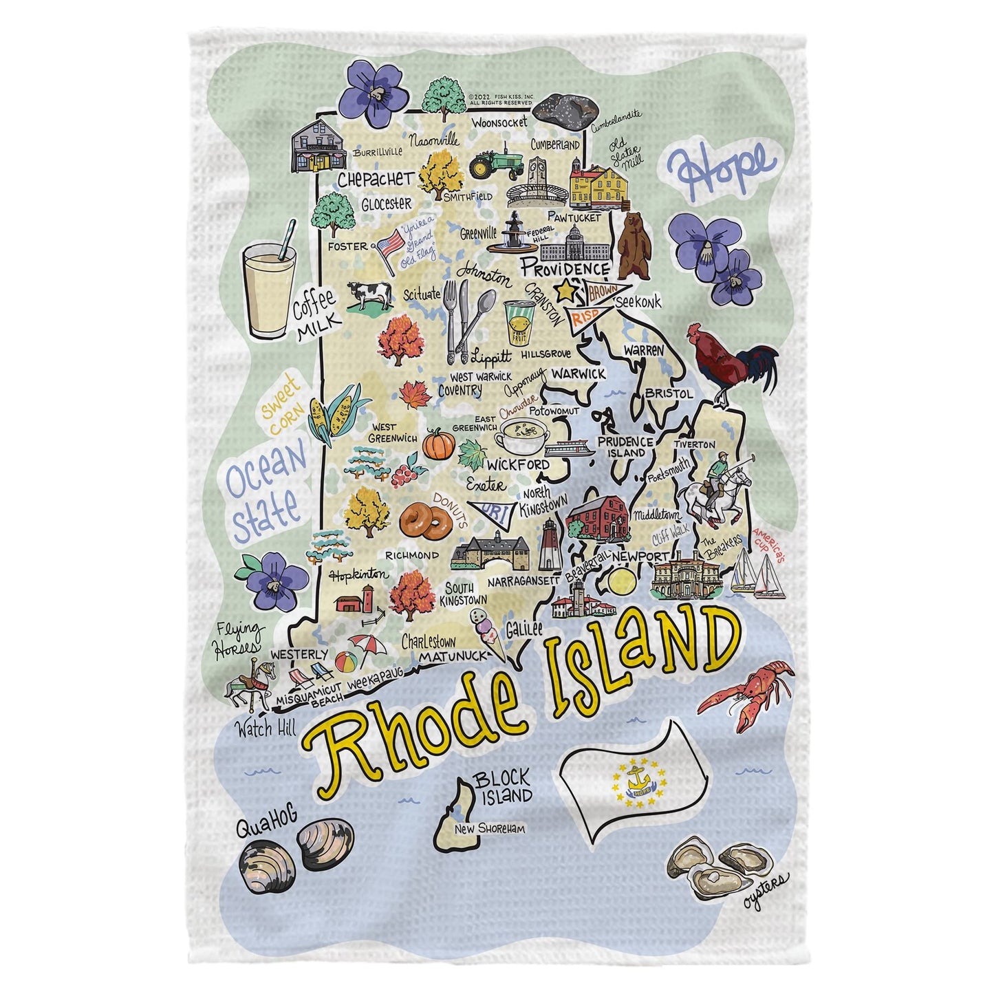 Fish Kiss® 16"x24" Map Dish Towel is of 100% Microfiber Waffle Weave Making it Super Absorbent, Soft & Machine Washable - Map Kitchen Towel,Map Dish Cloth is Multi Purpose