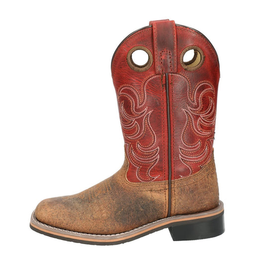 Smoky Children Jesse Leather Cowboy Boot, Brown/Burnt Apple