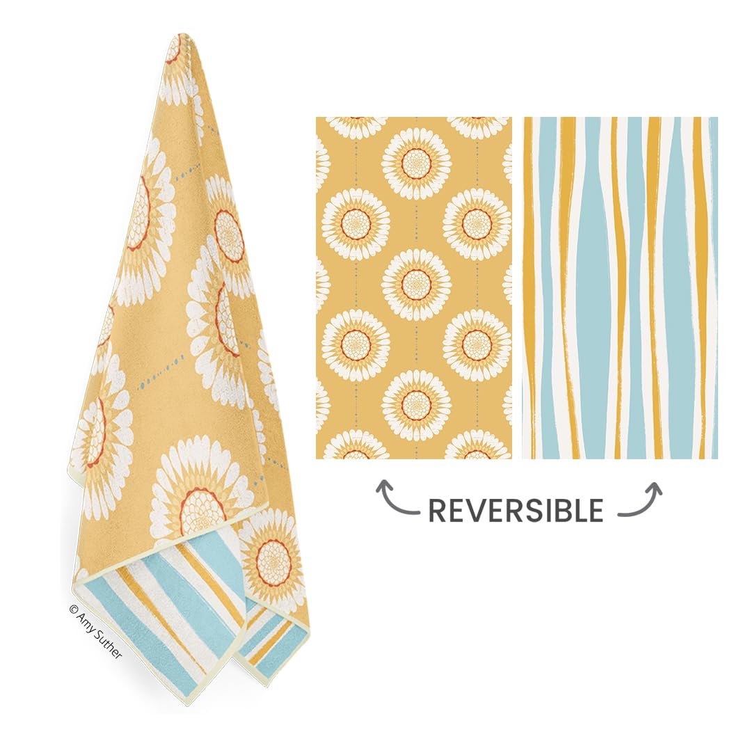 WerkShoppe Sunflower Chains Kitchen Towel - Quick Dry Microfiber