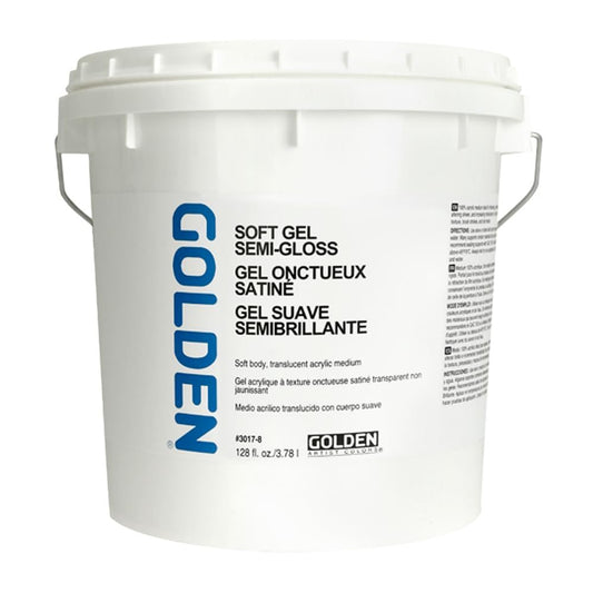 Soft Gel Semi-Gloss by GOLDEN, 128 fl. oz. Jar, Professional Acrylic Gel Medium, Semi-Transparent