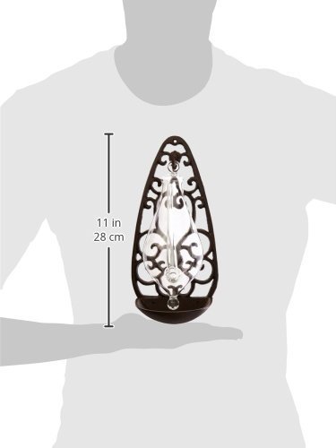 Esschert Design TH31 Thunder/Weather Glass Barometer with Cast Iron Filigree Holder and Overflow Pan, Antique Brown