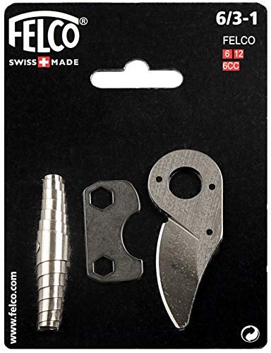 Felco Hand Pruner Replacement Kit (6/3-1) - Spare Blade, Spring, & Adjustment Key for Garden Shears & Clippers, Silver