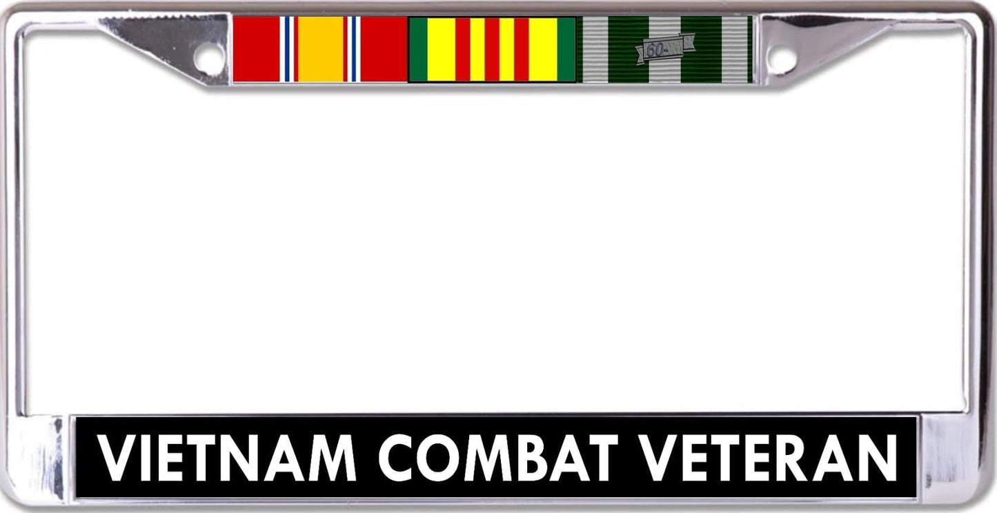 Vietnam Combat Veteran Chrome License Plate Frame
