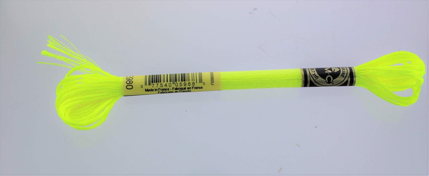 DMC Light Effects Embroidery Floss - #E980 Neon Yellow (6 skeins)