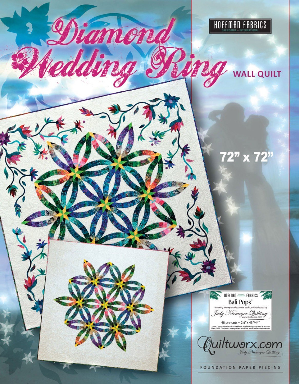 Diamond Wedding Ring Wall Quilt Foundation Paper Pieced 72in x 72in Quilt Pattern