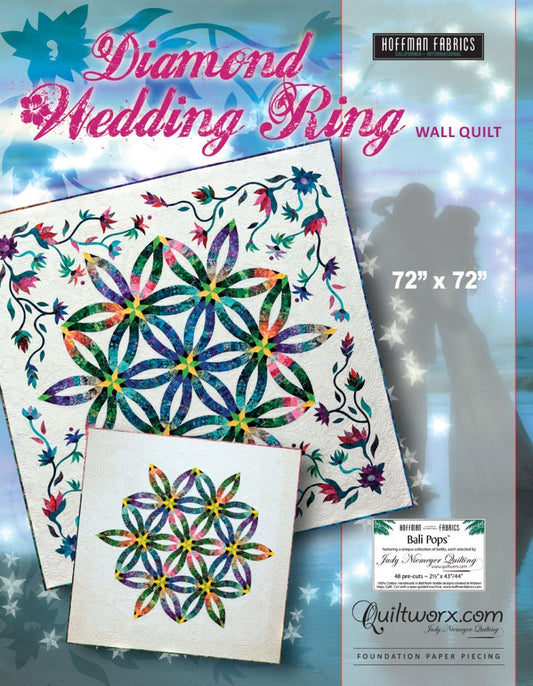 Diamond Wedding Ring Wall Quilt Foundation Paper Pieced 72in x 72in Quilt Pattern