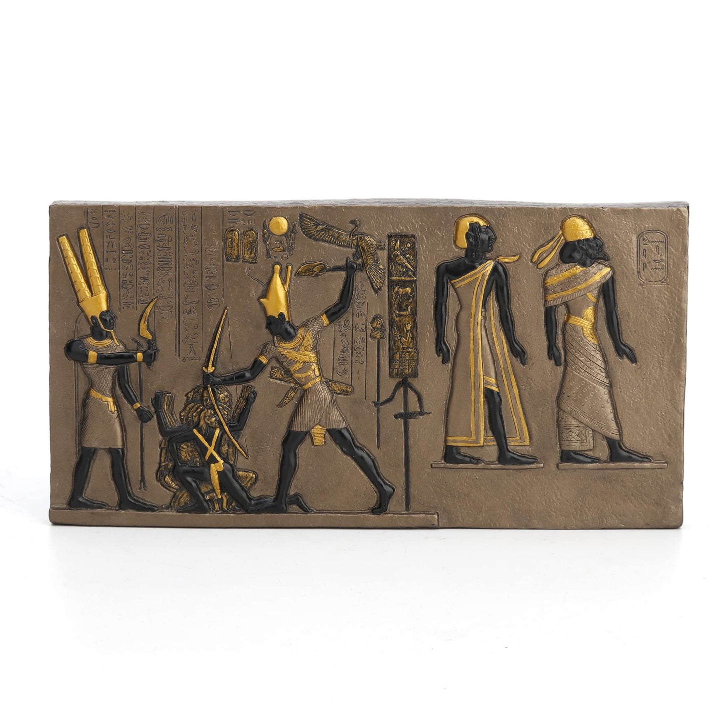 9.37" Egyptian Pharaoh with Double Crown Striking Enemy Wall Plaque