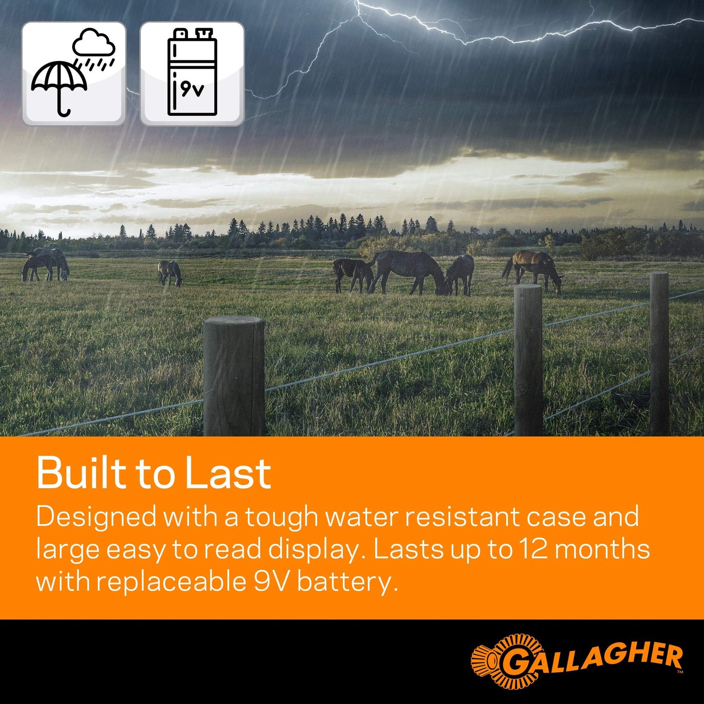 Gallagher Digital Electric Fence Volt Meter | Fence Line Voltage Tester with Ground Rod | Reads 0–12kV for Battery & Mains Energizers | Waterproof, Auto Turn-On, Accurate and Easy to Use